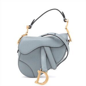 Christian Dior Saddle Micro Leather 2 Way Handbag Blue